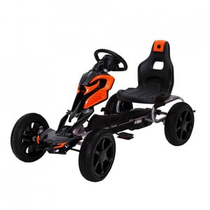 Kart cu pedale copii NOVOKIDS Adrenaline Kart PRO, 5-12 ani, negru-portocaliu