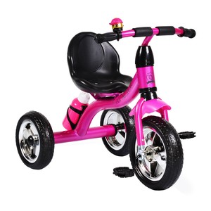 Tricicleta cu pedale NOVOKIDS chavalier,cu sonerie si sticla de apa, max 20 kg, roti din spuma cauciucata eva, cadru metalic, dimensiuni 75x54x46 cm, roz