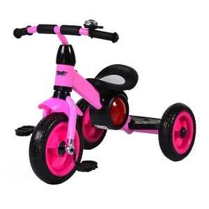 Tricicleta cu pedale NOVOKIDS bonphire,cu melodii si lumini, max 20 kg, roti din spuma cauciucata, cadru metalic, dimensiuni 68x45x47 cm, roz