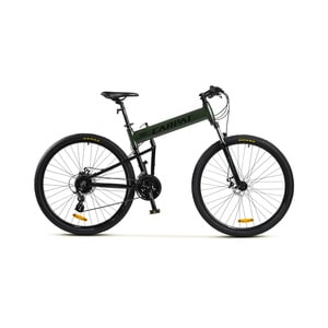 Bicicleta MTB-Folding Hummer CARPAT C2941S, Schimbator Shimano Altus RD-M310-L, 24 Viteze, Cadru Aluminiu, Roti 29 Inch, Frane pe Disc, Verde/Negru