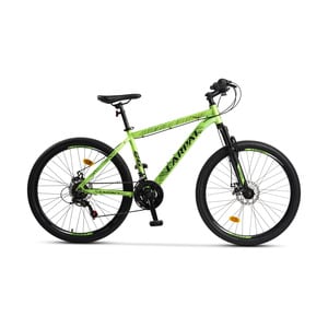 Bicicleta MTB-HT, 21 viteze, Roti 26 Inch, Cadru Aluminiu 6061, Frane pe Disc, Carpat C2684C, Verde cu Design Negru
