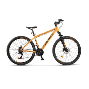 Bicicleta MTB-HT, 21 viteze, Roti 27.5 Inch, Cadru Aluminiu 6061, Frane pe Disc, Carpat C2784C, Portocaliu cu Design Negru