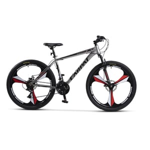 Bicicleta Mountain Bike Carpat Spartan C2608M, Jante Magneziu, 21 viteze, Roti 26 Inch, Cadru Aluminiu 6061, Frane pe Disc, Gri/Negru/Rosu