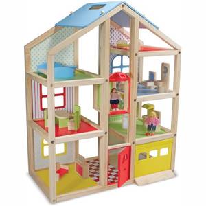 Casuta Melissa & Doug de Papusi din Lemn Mobilata
