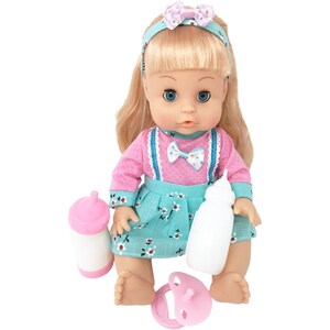 Papusa Bebelus Sweet Baby Doll cu accesorii, care bea si elimina lichidele