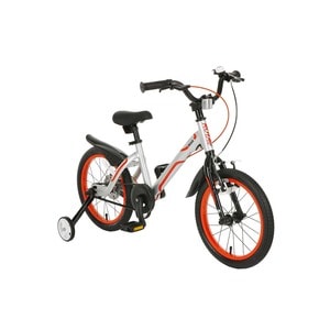 Bicicleta pentru copii 5-7 ani, Roti 18 Inch, Cadru aluminiu, Roti Ajutatoare, Mars M1801C, Gri cu Design Alb