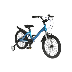 Bicicleta Copii 4-6 ani, Roti 16 Inch, Cadru Aluminiu, Roti Ajutatoare, Mars M1601C, Albastru cu Design Alb