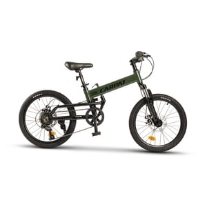 Bicicleta MTB-Folding Hummer CARPAT C2041S, Manete schimbator Shimano rotative SL35, 7 Viteze, Cadru Aluminiu, Roti 20 Inch, Frane pe Disc, Verde/Negru