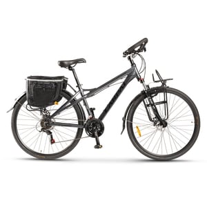 Bicicleta Trekking CARPAT C700C, Schimbator Shimano Tourney 21 viteze, Cadru Aluminiu, Roti 28 inch, Frane Mecanice Disc, Gri/Negru