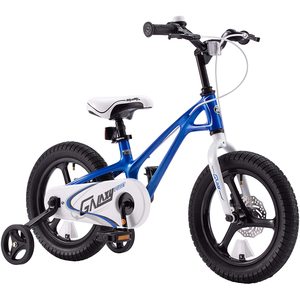 Bicicleta pentru copii 4-6 ani, Roti 16 Inch, Cadru Magneziu, Frane Disc, Roti Ajutatoare, Galaxy G1601C, Albastru cu Design Alb