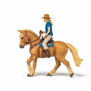 Papo Figurina Set Cowgirl (Vacarita) Pe Cal Usa