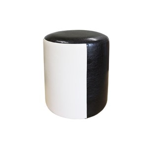 Taburet Tub, piele ecologica, 33 x 41 x 33 cm, bej-wenge