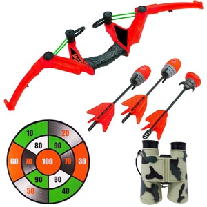 Set Arc Portocaliu cu 3 sageti, Binoclu si Tinta, Salamandra Kids