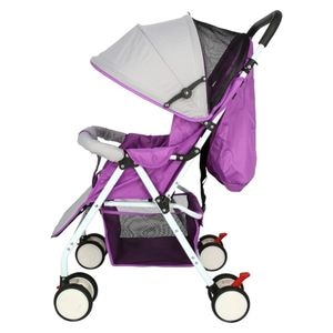 Carucior nou nascuti 2 in 1 NOVOKIDS NK808X Series, Cadru aluminiu, Spatar reglabil in 3 trepte, Roti duble, Pozitie sport si somn,Pliabil,  Mov cu Gri