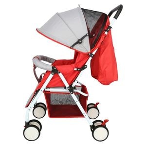 Carucior nou nascuti 2 in 1 NOVOKIDS NK808X Series, Cadru aluminiu, Spatar reglabil in 3 trepte,  Roti duble, Pozitie sport si somn, Pliabil,  Rosu cu Gri