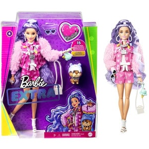 Papusa Barbie Extra Style Par Mov, cu Gentuta in Forma de Inghetata si Catel