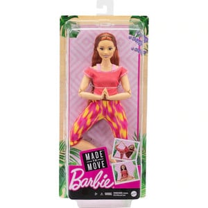 Papusa Barbie Made to move, 22 de articulatii complet mobile, seria 3, par roscat