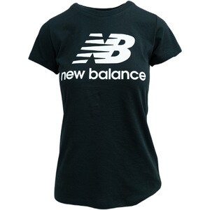 Tricou femei New Balance Essentials Stacked Logo, Negru, L