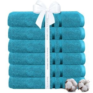 Set 6 prosoape baie Quasar & Co., 100% bumbac, 450 g/mp, 50 x 90 cm, turcoaz