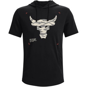 Tricou barbati Under Armour Project Rock Terry Short Sleeve Hoodie, Negru, M