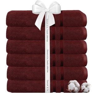 Set 6 prosoape baie Quasar & Co., 100% bumbac, 450 g/mp, 70 x 140 cm, visiniu