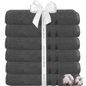 Set 6 prosoape baie Quasar & Co., 100% bumbac, 450 g/mp, 70 x 140 cm, gri