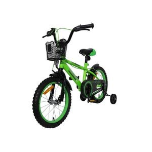Bicicleta pentru copii NOVOKIDS Splend'Or Boom Edition, Cu cosulet, Roti 12" inch, Maxim 30 kg, Cadru din otel, Roti ajutatoare detasabile, Ghidon reglabil pe inaltime, Verde