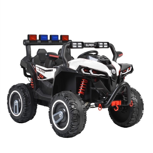 Masina electrica copii NOVOKIDS Super Beasty Buggy UTV, 9-10 ani, 12V, 6 km/h, model offroad, alb-negru