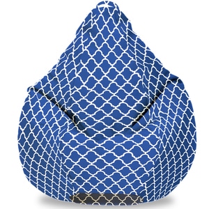 Fotoliu Puf FormTex Bean Bag Albastru Geometric, XL, albastru alb