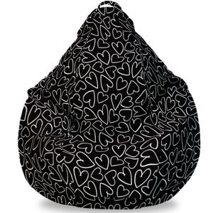 Fotoliu Puf FormTex Bean Bag Inimi, XL, alb-negru