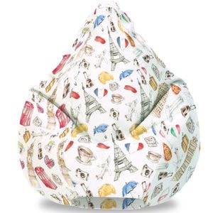 Fotoliu tip para Puf FormTex Bean Bag Calatorii, XL, multicolor