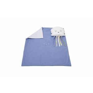 Set paturica 100x110 cm brodata + perna Meduza Albastru