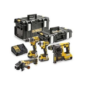 Set combo 4 scule Li-Ion 18 V, 3 acumulatori, incarcator si valiza transport, Dewalt