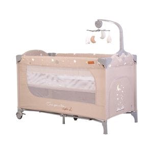 Patut pliant transformabil in tarc copii NOVOKIDS Onceuponatime NEST, 62X125 cm, 2 Niveluri, Jucarie Carusel muzical, Fermoar acces lateral, Gri