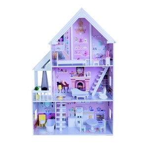 Casuta pentru papusi XXL din lemn masiv NOVOKIDS Cinderella PlayHouse, Inaltime 126 cm, Materiale Eco, Multicolor