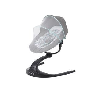 Balansoar Pentru Bebelusi cu conectare la priza si telecomanda NOVOKIDS Meyra Swing , Rotatie 360 grade , Gri cu Turquoise