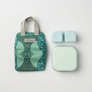 Set geanta termoizolanta Mealtote cu cutie Grow bento, Miniware Ready Go! Bento Prickly Pear, 4 piese, verde