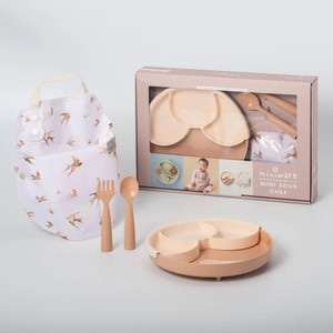 Set diversificare hrana bebelusi Miniware Mini Sous Chef Golden Harvest, 100% materiale naturale biodegradabile, 6 piese, crem