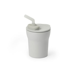 Pahar cu capac si pai antrenament bebelusi Miniware 1-2-3 Sip! Grey, 100% materiale naturale biodegradabile, gri