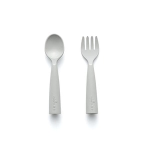 Set de tacamuri bebelusi Miniware My First Cutlery Dove Grey, 100% materiale naturale biodegradabile, gri
