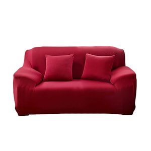 Husa pentru canapea cu 2 locuri, material elastic, cu husa pentru perna, visiniu