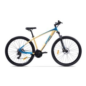 Bicicleta MTB Pegas Drumet, cadru aluminiu, marime M, 24 viteze, manete schimbator Shimano, frane disc fata/spate, roti 29 inch, Nisip