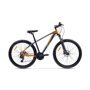 Bicicleta MTB Pegas Drumet, cadru aluminiu, marime S, 24 viteze, manete schimbator Shimano, frane disc fata/spate, roti 27.5 inch, Portocaliu