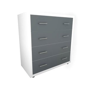 Comoda dormitor Torino, PAL, 85 x 42.4 x 89 cm, alb-gri