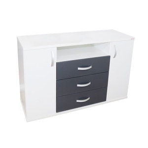 Comoda dormitor Laguna, PAL, 120 x 44.2 x 82.5 cm, alb-gri