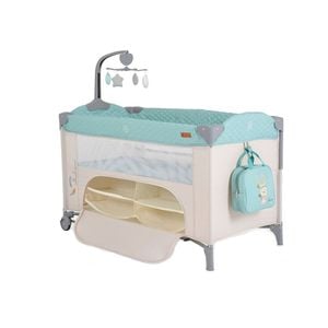 Patut pliabil cu doua niveluri de inaltime si laterala culisanta Cangaroo Indiana Co Sleeper, Verde/Bej