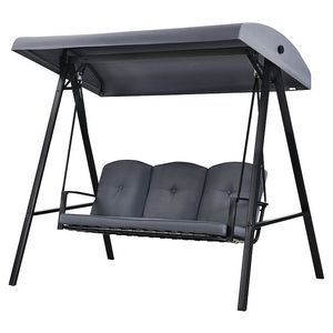 Balansoar gradina, PROCART, 3 locuri, copertina impermeabila, 205x118x184 cm, gri