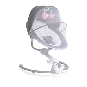 Leagan electric pentru bebelusi cu telecomanda si alimentare la priza Swing Cloud, Gri/Roz