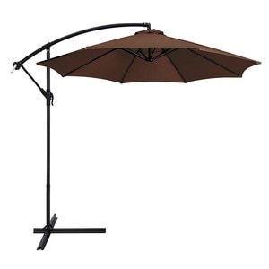 Umbrela de gradina diametru 300 cm, PROCART, impermeabila, unghi inclinare reglabil, cadru otel, maro