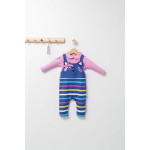 Set salopeta cu bluzita pentru bebelusi Colorful autum, Tongs baby (Culoare: Albastru, Marime: 9-12 luni)